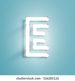 Realistic neon character from a typeset, vector