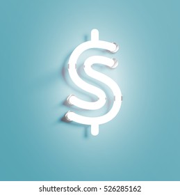 Realistic neon character from a typeset, vector