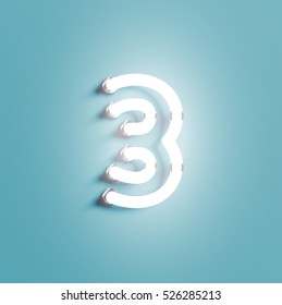 Realistic neon character from a typeset, vector
