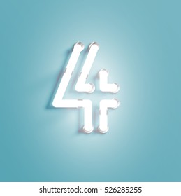 Realistic neon character from a typeset, vector