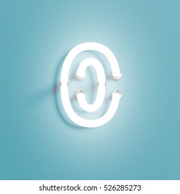 Realistic neon character from a typeset, vector