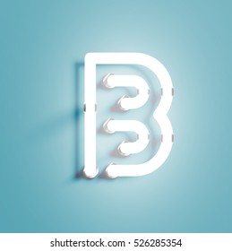 Realistic neon character from a typeset, vector