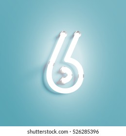 Realistic neon character from a typeset, vector