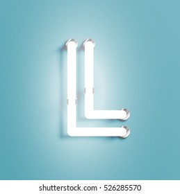 Realistic neon character from a typeset, vector