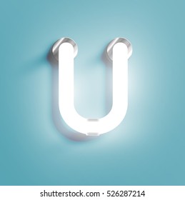 Realistic neon character from a typeset, vector