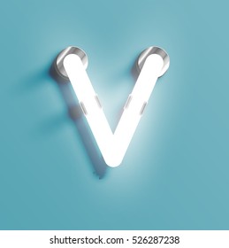 Realistic neon character from a typeset, vector