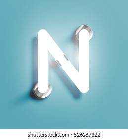 Realistic neon character from a typeset, vector