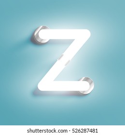 Realistic neon character from a typeset, vector