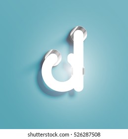 Realistic neon character from a typeset, vector