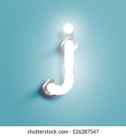 Realistic neon character from a typeset, vector