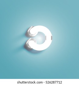 Realistic neon character from a typeset, vector