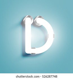 Realistic neon character from a typeset, vector