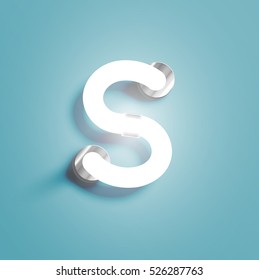 Realistic neon character from a typeset, vector