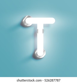 Realistic neon character from a typeset, vector
