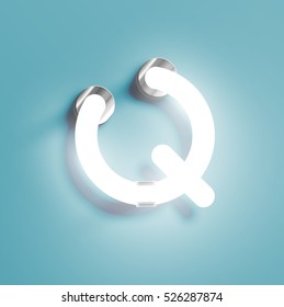 Realistic neon character from a typeset, vector