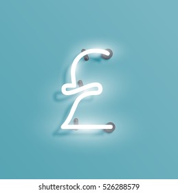Realistic neon character typeset, vector