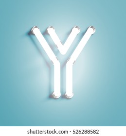 Realistic neon character typeset, vector