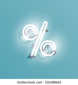 Realistic neon character typeset, vector