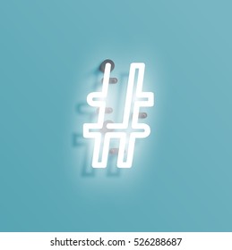 Realistic neon character typeset, vector