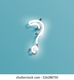 Realistic neon character typeset, vector