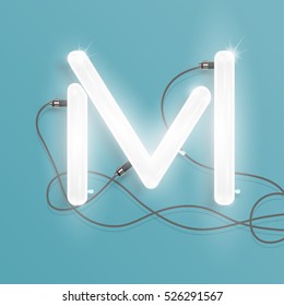 Realistic neon character typeset, vector