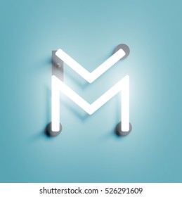 Realistic neon character typeset, vector