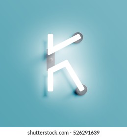 Realistic neon character typeset, vector