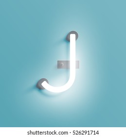 Realistic neon character typeset, vector