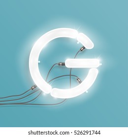 Realistic neon character typeset, vector