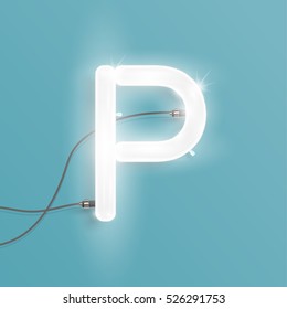 Realistic neon character typeset, vector
