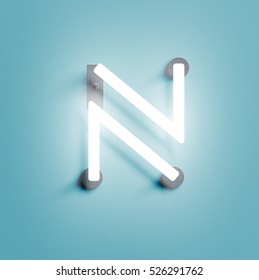 Realistic neon character typeset, vector