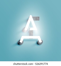 Realistic neon character typeset, vector