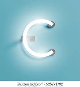 Realistic neon character typeset, vector