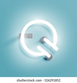 Realistic neon character typeset, vector