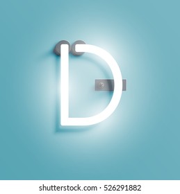 Realistic neon character typeset, vector