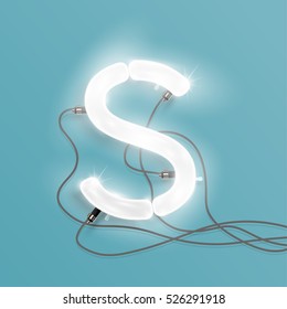 Realistic neon character typeset, vector