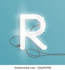 Realistic neon character typeset, vector