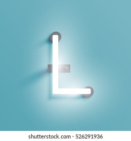 Realistic neon character typeset, vector