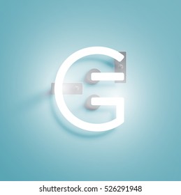 Realistic neon character typeset, vector