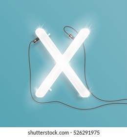Realistic neon character typeset, vector