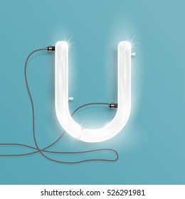 Realistic neon character typeset, vector