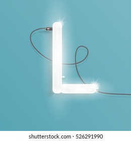 Realistic neon character typeset, vector