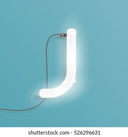 Realistic neon character typeset, vector