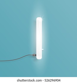 Realistic neon character typeset, vector