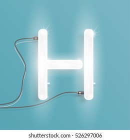 Realistic neon character typeset, vector