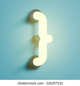 Realistic neon character typeset, vector