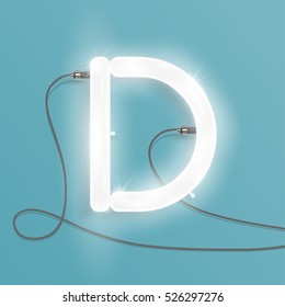 Realistic neon character typeset, vector