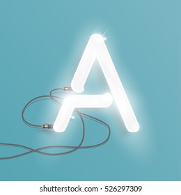 Realistic neon character typeset, vector