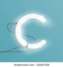 Realistic neon character typeset, vector