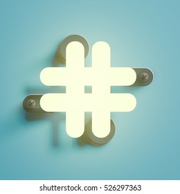 Realistic neon character typeset, vector